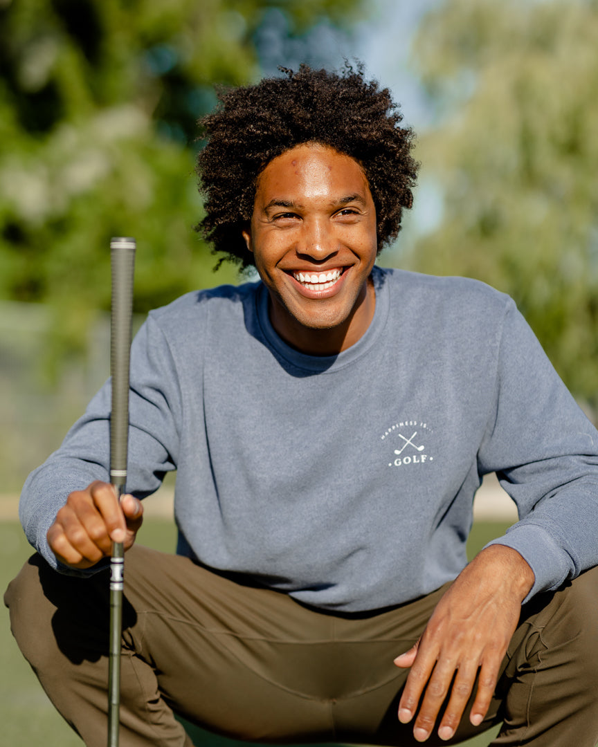 Men's Golf Crew Sweatshirt, Heather Navy-2