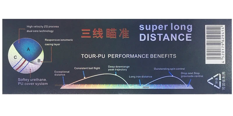 12 Pcs Golf Balls 3 Color Lines Aim Super Long Distance 3-Piece/Layer Ball For Professional Competition Game Brand New