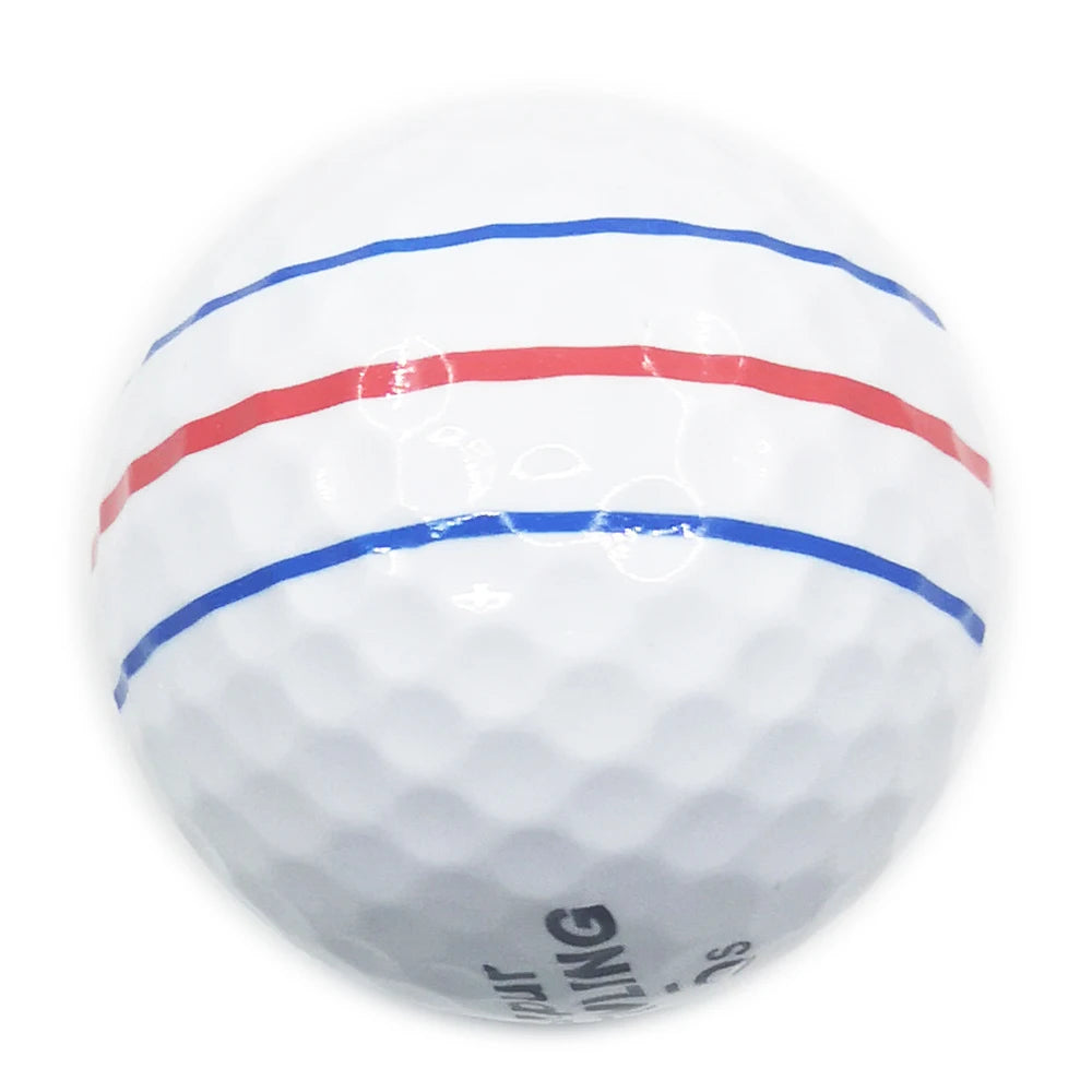 12 Pcs Golf Balls 3 Color Lines Aim Super Long Distance 3-Piece/Layer Ball For Professional Competition Game Brand New