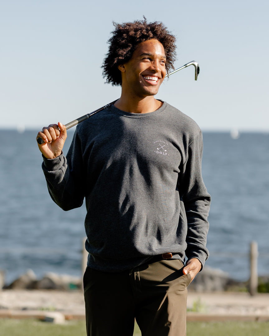 Men's Golf Crew Sweatshirt, Charcoal-1