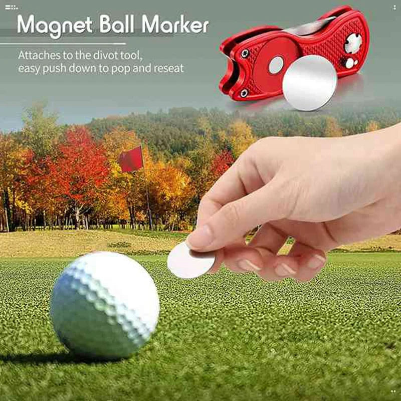 4 Pcs Golf Repair Tool Stainless Steel Foldable Golf Divot Tool Golf Up Button Tool Golf Ball Marker