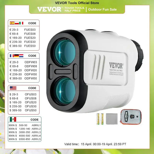 VEVOR Golf Rangefinder 650 Yards Laser Hunting Range Finder 6X Magnification High-Precision Flag Lock Slope Switch and Batteries