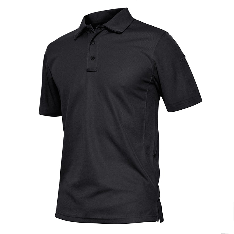 Summer Polo Shirts Mens Short Sleeve T-shirt Quick Dry Army Tactical Military Work Golf T-Shirt Tops Hiking Clothing-0