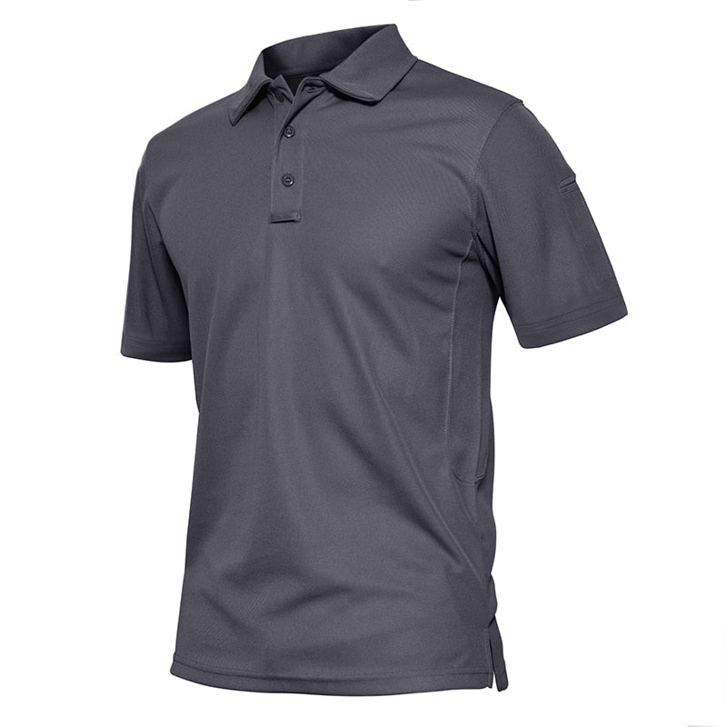 Summer Polo Shirts Mens Short Sleeve T-shirt Quick Dry Army Tactical Military Work Golf T-Shirt Tops Hiking Clothing-5
