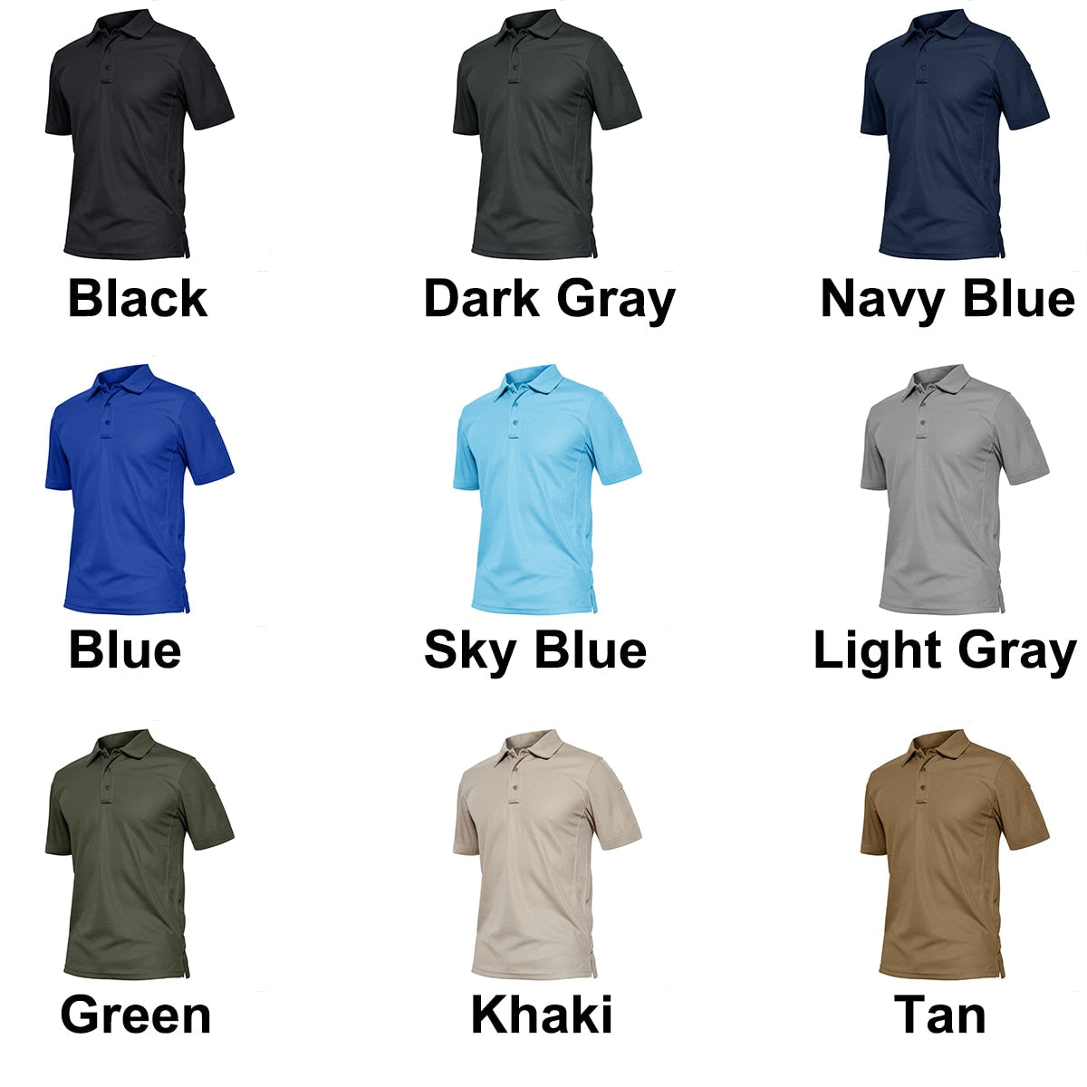 Summer Polo Shirts Mens Short Sleeve T-shirt Quick Dry Army Tactical Military Work Golf T-Shirt Tops Hiking Clothing-9
